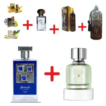 Lattafa Blue Sapphire + Fragrance World Invicto + Otoori Jameela + My Perfumes Waseemah + Otoori Oud + 3 uleiuri de parfum mini