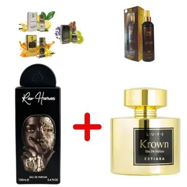 Lattafa Raw Human + Estiara Krown + Otoori Oud + 3 uleiuri de parfum mini